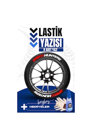 Speed Hunters Kırmızı Motosiklet Ve Otomobil Araç 3d Oto Lastik Yazısı Sticker Arma Seti 8 Adet