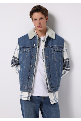 Colin's Colins Regular Fit Klasik Yaka Düğmeli Astarsız Kürklü Erkek Koyu Mavi Yelek Cl1077185 Q1.v1 Dn44640 Denim