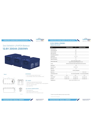 Tommatech Marine Abs Kasa 12.8v 200ah Lfp Lityum Batarya