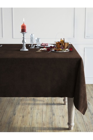 Daily Series Kadife Dokulu Kahverengi Masa Örtüsü Kahverengi