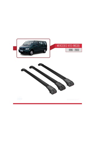 Mercedes Vito W638 1996-2003 Arası İle Uyumlu Ace-1 Ara Atkı Tavan Barı Siyah 3 Adet Bar