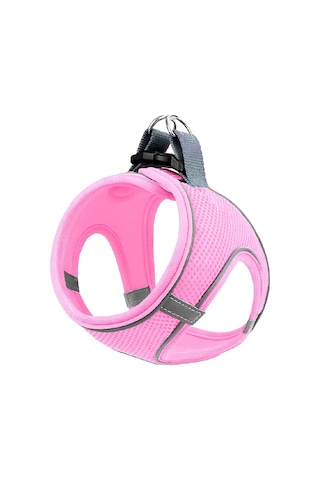 Mita Air Mesh Kedi Köpek Göğüs Tasması Çift Reflektörlü, Terletmeyen Açık Pembe