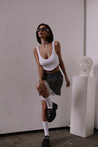 Mai Collection Mai Studios Co. Rina Pileli Füme Mini Etek Füme