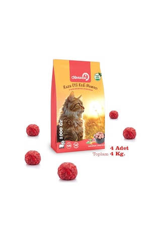 Kuzu Etli Tahılsız Barf Kedi Maması 4 Kg - 1000 G X 4