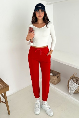 Kadın Bağcıklı Jogger Pantolon & Eşofman Altı Sportif & Enerjik Stil Kırmızı