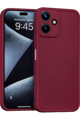 İnfinix Hot30i Uyumlu Kamera Çıkıntılı Mat Silikon Telefon Kılıfı Bordo