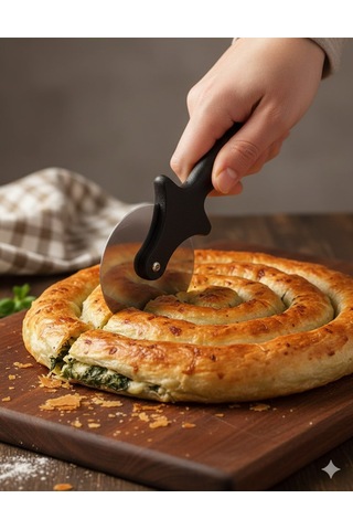 Pizza Kesici Pizza Bıçağı Pizza Kesme Bıçağı Pizza Ruleti 1 Adet Paslanmaz Pizza Börek Kesme Bıçağı Gri - Siyah