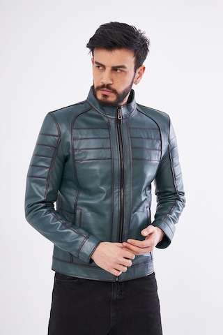 Derinss Der224 Hakiki Deri Erkek Yeşil Mont 001