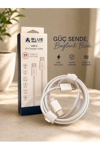 66w Type-c To Type-c Hasır Pd Hızlı Şarj Kablosu
