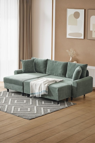 Kagu Corner Flavia Köşe Takımı Puflu Haki