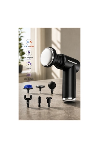 Robeve Auhma Amg22 Sıcak & Soğuk Kompresli Titreşimli Masaj Aleti Ice & Heat Teknolojili, 6 Masaj Başlığı, 6 Hız Kademesi, Lcd Ekran, Type-c Şarjlı, 1200mah Taşınabilir Kas Gevşetici Masaj Cihazı
