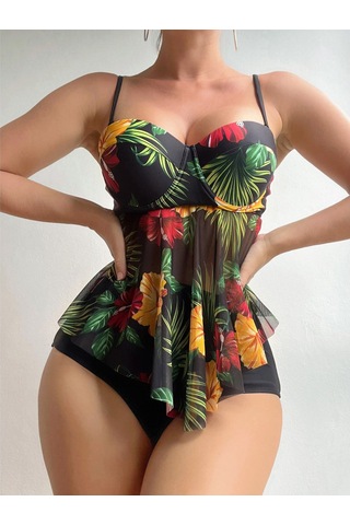 Kadınlar İçin 2023 Kadın Tasarımcı Bikini İki Adet Set Yüksek Bel Mayo Zayıflama Mayo Kadın Push Up Vintage Beachwear Siyah