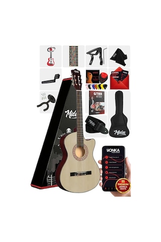 Midex Cg390nt-xbag Klasik Gitar 4/4 Sap Ayarlı Kesik Kasa Çanta Tuner Askı Capo Metod Pena