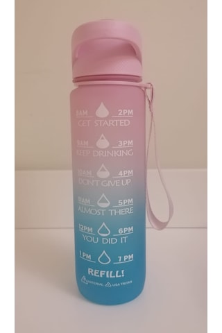 Shop-Set 1000 ML Tritan Motivasyonlu Su Matarası Süzgeçli Pembe- Mavi