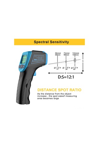 Tenfowee "yüksek Hassasiyetli Endüstriyel Kızılötesi Termometre -50 C-600 C Mavi Renk"