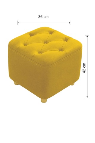 Most Hallow Kapitoneli Kare Puf 07 Hardal Kadife Kumaş Evinize T