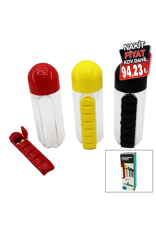 Kutulu Plastik Suluk Matara Renkli Bardak Kapaklı 600ml 5639 .