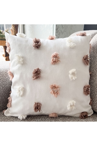 Premium Dokulu Dekoratif Kırlent Kılıfı 45x45 Cm Kabartmalı Desenli, Yüksek Kalite Kumaş Kahve Rengi
