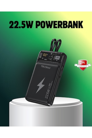 Powerbank Dahili Ekranlı 10000 Mah Çift Kablolu 20.000 Mah