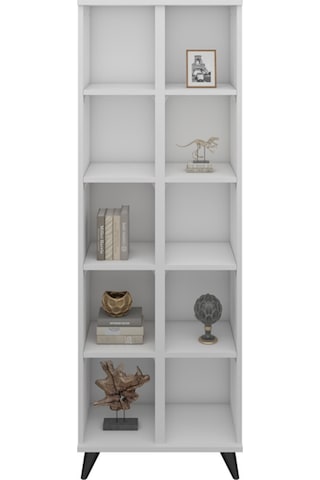 Simple Kitaplık 8 Raflı 60x30x176 Beyaz Beyaz