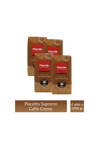 Piacetto Cafe Crema Supremo Çekirdek Kahve 1 Kg X 4 Adet Çekirdek Kahve