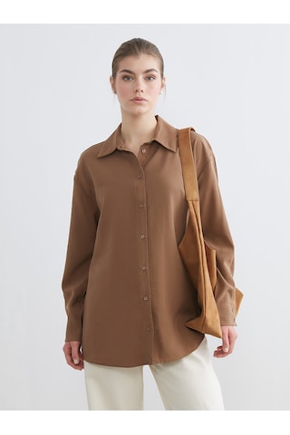 Lcw Modest Bej Loose Fit Kadın Gömlek Tunik