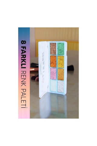 8 Renk Yaz Glitter Far Paleti - 2'li Set Mavi