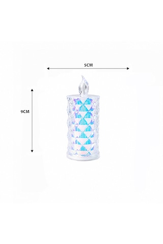 12 Adet Led Candle Kamp Küçük Boy Çap:5cm - Y: 9cm Pilli Led Mum Mika Kristal Plastik Yakut-13635 5250 Diğer