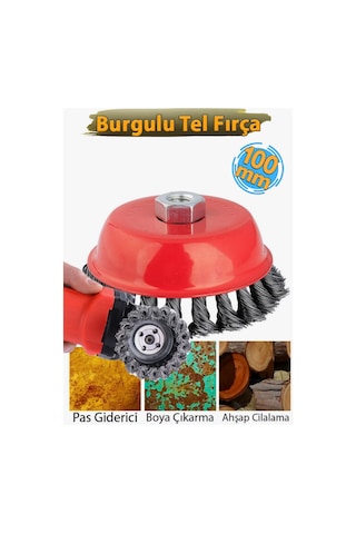Burgulu Tel Fırça Pas Sökücü Temizleyici 100 Mm