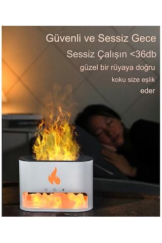 Şömine Hava Nemlendiricisi 4 Renkli Alevli Taşlı Buhar Makinesi