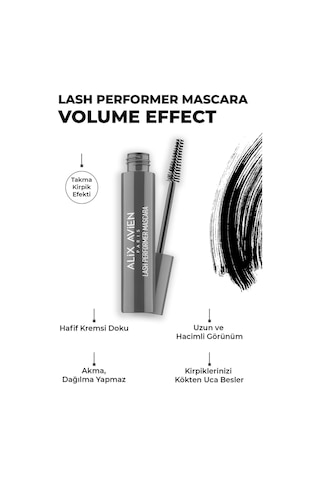 Alix Avien Dolgun Kirpik Etkili Topaklanmayan Kıvrımlar Ekstra Hacimli Siyah Maskara Lash Performer Mascara