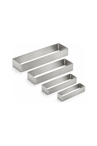 Fida Tart Çemberi Dikdörtgen Delikli Yükseklik 2 Cm Paslanmaz 8,5x15,5 Cm Inox
