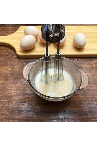 Manuel Yumurta Çırpıcı El Krankı - Paslanmaz Çelik Çırpma Teli, Gümüş Gümüş