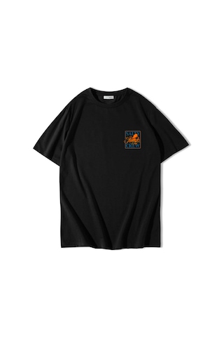 Brz Collectıon Brz Collection Unisex Oversize Octopus T-shirt Siyah