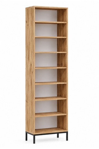 Fibona Modern 2 Kapaklı 8 Raflı Çok Amaçlı Antre Dolabı - Metal Ayaklı Atlantik Çam - Beyaz