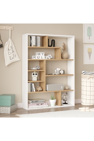 Robin Home Felix Kitaplık 124cm Sepet-beyaz