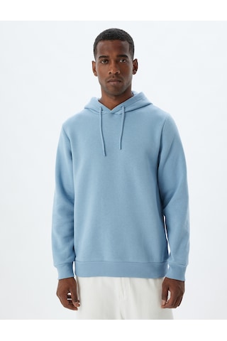 Koton Şardonlu Pamuklu Basic Kapşonlu Sweatshirt Mavi 5wam70001mk Mavi