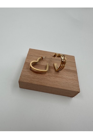 Xbaby 3 Lü Kalp Halka Gold Küpe Çok Renkli