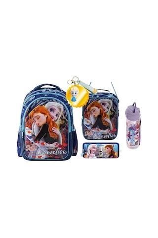 Okul Çantası + Beslenme Çantası + Kalem Kutusu Set - Anahtarlık Ve Suluk&matara 3 Çok Renkli