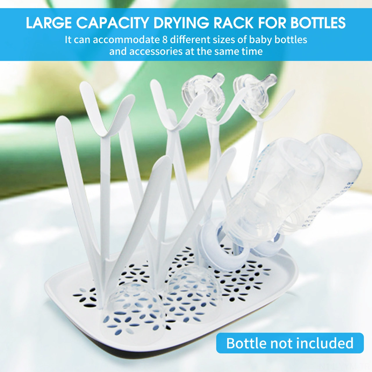 Geeksen Beyaz Pps材质 Çocuk Biberon Kurutma Rafı - Ağaç Şeklinde, 8 Biberon Kapasitesi, Çift Katlı Taban, Kolay Kurutma, Ev Ve Seyahat İçin Beyaz