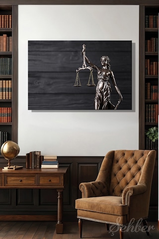Kanvas Tablo Adalet Tanrıçası Themis Lady Justice Yatay Duvar Tablosu - 4790 Çok Renkli