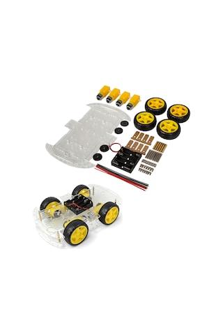 4wd Çok Amaçlı Mobil Robot Araba Platformu Kendin Yap Kiti Redüktörlü Motor Ve Şase Seti Demonte Montesiz