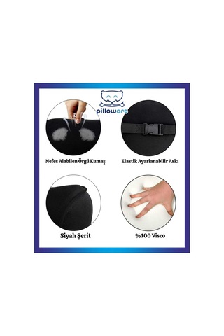 Pi Llowart Ortopedik Araç Boyun Yastığı, Visko Seyahat Yastığı, Oto Boyun Destek Yastıgı