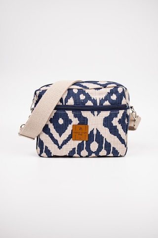 Fabric Craft Bag Çapraz Askılı Kadın Omuz Çantası Fermuarlı Günlük Kullanım Lacivert - Beyaz