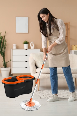 Focus Black Otomatik Temizlik Seti, Pedalsız Döner Sıkmalı 360 Başlıklı Mikrofiber Paspas