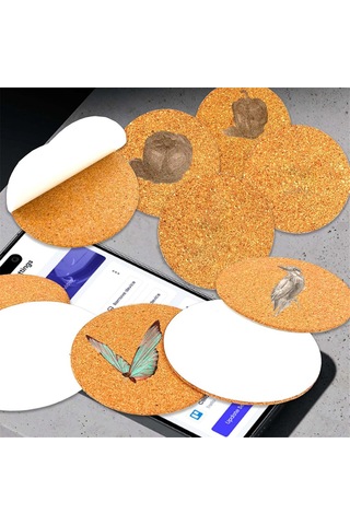 Xurunkeji 40 Paket Kendinden Yapışkanlı Mantar Yuvarlak 3,5 İnç Destek Sayfaları Mantar Bardak Altlıkları Kendin Yap El Sanatları İçin - Alt Koruma Kahverengi