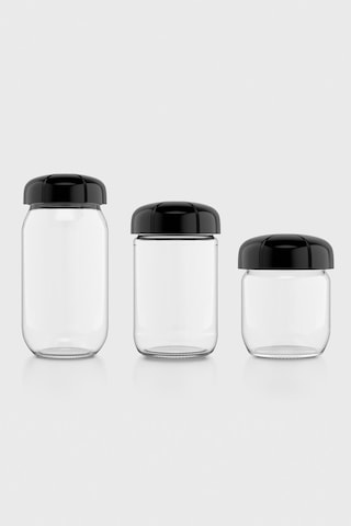 Renga Rhea Siyah Kapaklı 3 Boy Cam Kavanoz Seti 131010 Siyah
