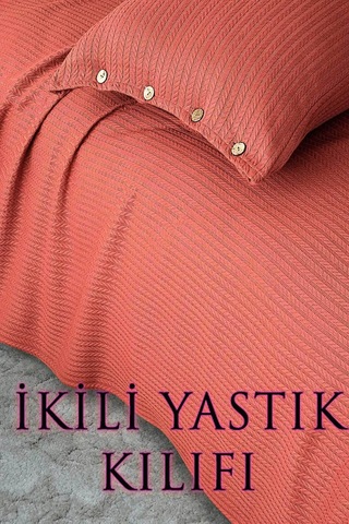 Örgü Desen Yastık Kılıfı 2 Adet Kiremit