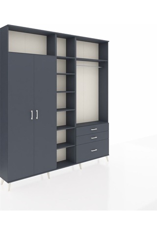 Arges Dolap 9 Raflı 3 Çekmeceli 2 Askılı 220x30x243 Antrasit-antrasit/antrasit Antrasıt/antrasıt