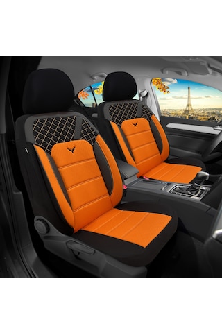 Pandami Oto Koltuk Kılıfı, 1+1 Set, Gofraj / Turuncu